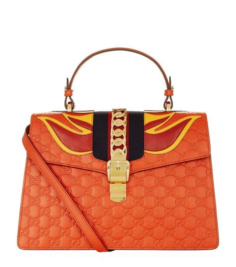 Gucci Sylvie Flame Shoulder Bag In Red Signature 